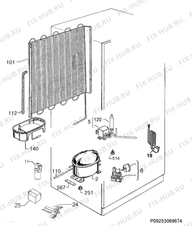 Взрыв-схема холодильника Aeg SCE81811LC - Схема узла Cooling system 017